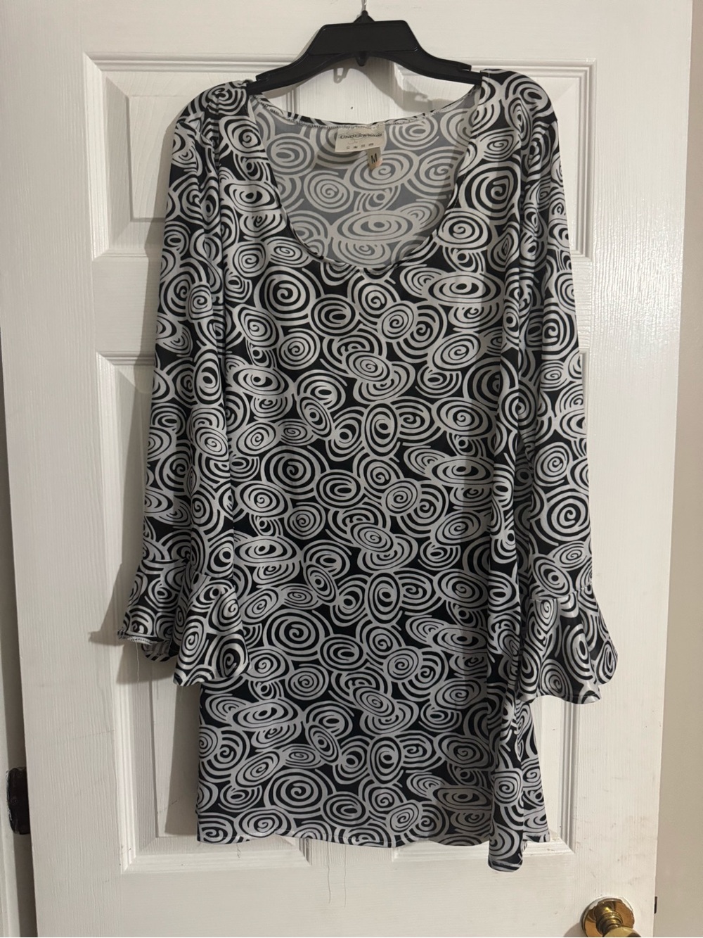 1960s Style Go-Go Costume Dress Black & White Swirl – Medium